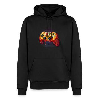 Pizza Gaming Controller Videospiele - Männer Premium Bio Hoodie - Schwarz - Vorne - Nico (187cm)