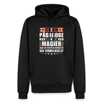 Ich bin Pädagoge und kein Magier - Männer Premium Bio Hoodie - Schwarz - Vorne - Nico (187cm)