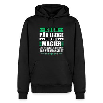 Ich bin Pädagoge und kein Magier - Männer Premium Bio Hoodie - Schwarz - Vorne - Nico (187cm)