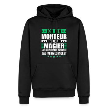 Ich bin Monteur und kein Magier - Männer Premium Bio Hoodie - Schwarz - Vorne - Nico (187cm)