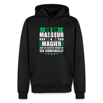 Ich bin Masseur und kein Magier - Männer Premium Bio Hoodie - Schwarz - Vorne - Nico (187cm)