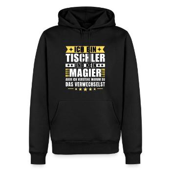 Ich bin Tischler und kein Magier - Männer Premium Bio Hoodie - Schwarz - Vorne - Nico (187cm)