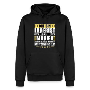 Ich bin Lagerist und kein Magier - Männer Premium Bio Hoodie - Schwarz - Vorne - Nico (187cm)