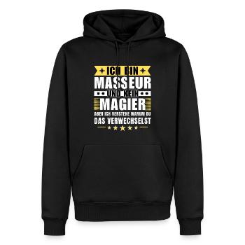 Ich bin Masseur und kein Magier - Männer Premium Bio Hoodie - Schwarz - Vorne - Nico (187cm)