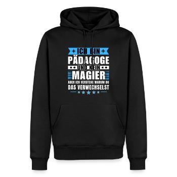Ich bin Pädagoge und kein Magier - Männer Premium Bio Hoodie - Schwarz - Vorne - Nico (187cm)