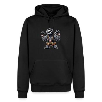 Muay Thai Faultier Thaiboxen und Kickboxen - Männer Premium Bio Hoodie - Schwarz - Vorne - Nico (187cm)