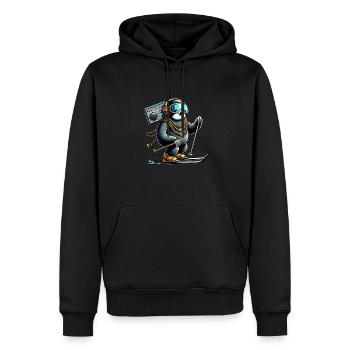 Cooles Faultier auf Ski - Lustiges Skifaultier - Männer Premium Bio Hoodie - Schwarz - Vorne - Nico (187cm)
