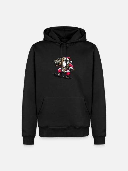 Weihnachtsmann auf Ski - Lustiger - Männer Premium Bio Hoodie - Schwarz