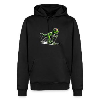 T-Rex auf Ski - Lustiger Dinosaurier-Ski - Männer Premium Bio Hoodie - Schwarz - Vorne - Nico (187cm)