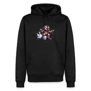 Faultier Ski - Lustiges Skifaultier - Männer Premium Bio Hoodie - Schwarz - Vorne - Nico (187cm)