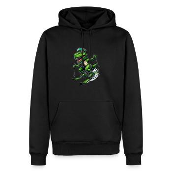Dinosaurier auf Ski - Lustiger Ski-Dinosaurier - Männer Premium Bio Hoodie - Schwarz - Vorne - Nico (187cm)