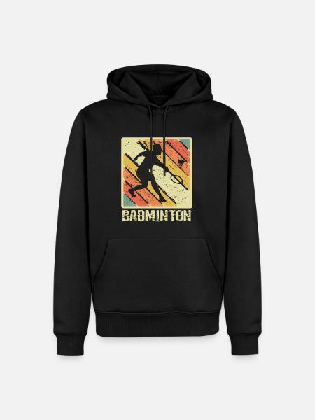 Badminton Retro Sunset Player - Men’s Premium Organic Hoodie - black