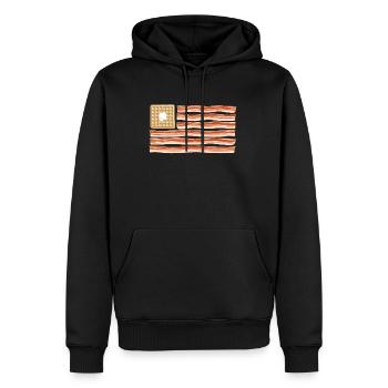 Speck Amerikanische Flagge Schweinefleisch Speck - Männer Premium Bio Hoodie - Schwarz - Vorne - Nico (187cm)