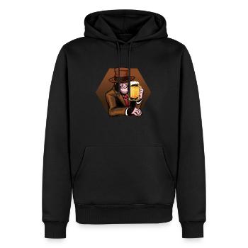 Singe Chimpanzé Gorille Drinking Ape - Sweat à capuche Premium bio Homme - noir - Devant - Nico (187cm)