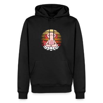 Méditation Kawaii Yoga Axolotl - Sweat à capuche Premium bio Homme - noir - Devant - Nico (187cm)