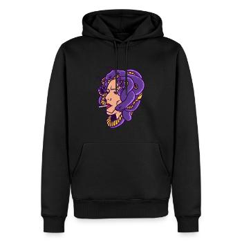 Dieu antique Mythologie grecque Médussa - Sweat à capuche Premium bio Homme - noir - Devant - Nico (187cm)