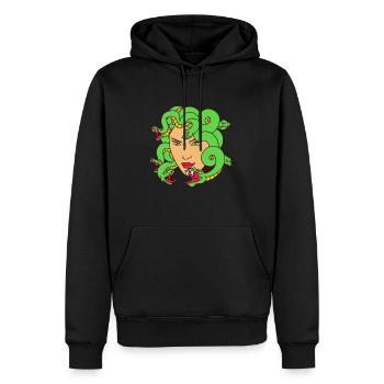 Dieu antique Mythologie grecque Médussa - Sweat à capuche Premium bio Homme - noir - Devant - Nico (187cm)