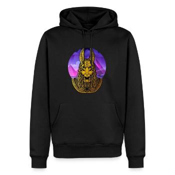 Hiéroglyphes Anubis Mythologie égyptienne - Sweat à capuche Premium bio Homme - noir - Devant - Nico (187cm)