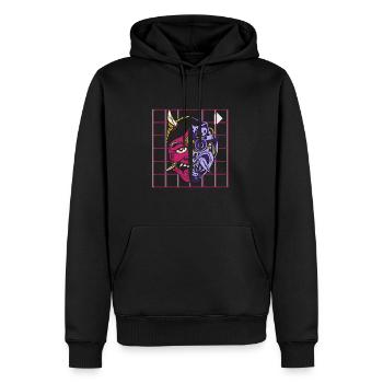 Kanji Japon Oni Démon Masque Ninja Samouraï - Sweat à capuche Premium bio Homme - noir - Devant - Nico (187cm)
