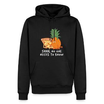 Pizzeria Shhh Niemand muss Pizza kennen - Männer Premium Bio Hoodie - Schwarz - Vorne - Nico (187cm)