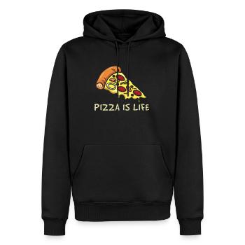 Pizzeria Pizza Life Mozarella Pizza - Sweat à capuche Premium bio Homme - noir - Devant - Nico (187cm)