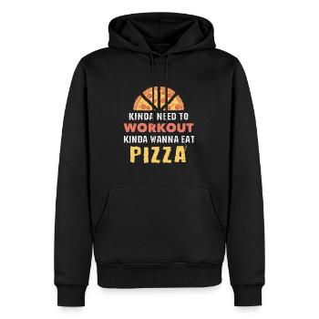 Kinda Need To Workout Kinda Eat Pizza - Men’s Premium Organic Hoodie - black - Front - Nico (187cm)