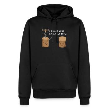 J’aimerais vraiment pouvoir voler aussi du vin - Sweat à capuche Premium bio Homme - noir - Devant - Nico (187cm)