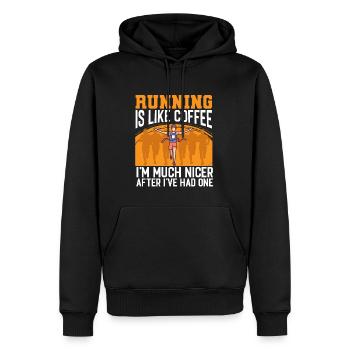 Faire du jogging comme du café, je suis plus sympa en courant - Sweat à capuche Premium bio Homme - noir - Devant - Nico (187cm)