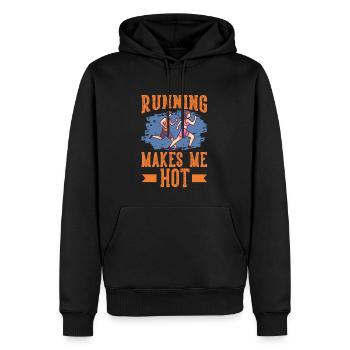 Le jogging me donne chaud en courant - Sweat à capuche Premium bio Homme - noir - Devant - Nico (187cm)