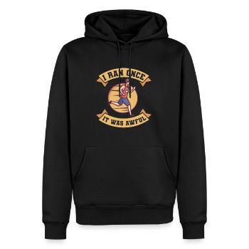 Marathon, den ich einmal gelaufen bin, es war schrecklich zu laufen - Männer Premium Bio Hoodie - Schwarz - Vorne - Nico (187cm)