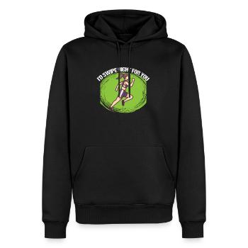 Marathon Je glisserais vers la droite pour vous en courant - Sweat à capuche Premium bio Homme - noir - Devant - Nico (187cm)