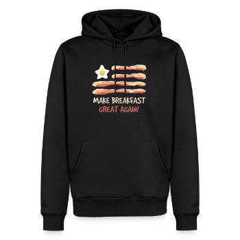 Make Breakfast Make Great Again Schweinespeck - Männer Premium Bio Hoodie - Schwarz - Vorne - Nico (187cm)
