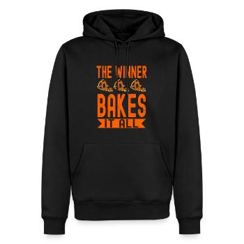 Baker Le gagnant cuit tout Pâtisserie - Sweat à capuche Premium bio Homme - noir - Devant - Nico (187cm)
