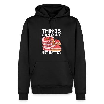 Le pâtissier ne peut que s’améliorer en pâtisserie - Sweat à capuche Premium bio Homme - noir - Devant - Nico (187cm)