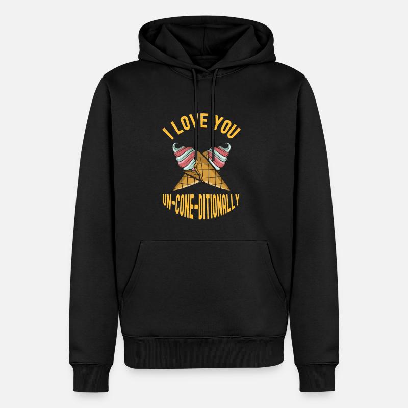 Love You Crème non sucrée - Sweat à capuche Premium bio Homme - noir