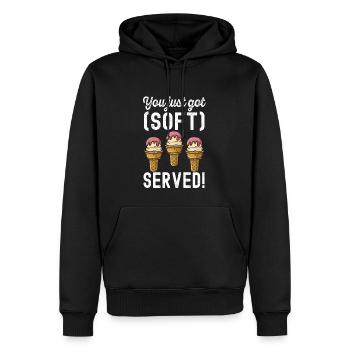 Du hast weich servierte Eisbecher Frozen Cream - Männer Premium Bio Hoodie - Schwarz - Vorne - Nico (187cm)