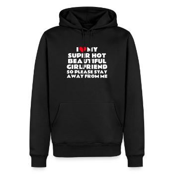 Ich Liebe Meine Freundin Paare Freund Geschenkidee - Männer Premium Bio Hoodie - Schwarz - Vorne - Nico (187cm)