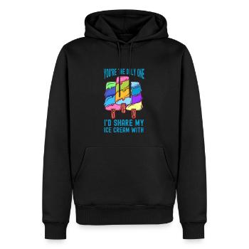 Je partagerais mon sorbet à la crème glacée Gelato - Sweat à capuche Premium bio Homme - noir - Devant - Nico (187cm)