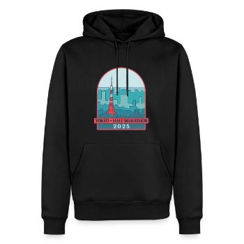 Tokyo - Halbmarathon – 2025 - Männer Premium Bio Hoodie - Schwarz - Vorne - Nico (187cm)