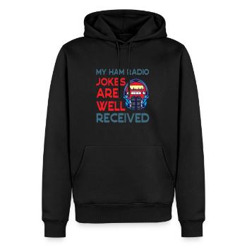 Radiowitze kommen im Amateurfunk gut an - Männer Premium Bio Hoodie - Schwarz - Vorne - Nico (187cm)