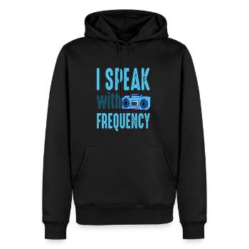 Amateur Sprechen mit Frequenz Amateurfunk - Männer Premium Bio Hoodie - Schwarz - Vorne - Nico (187cm)
