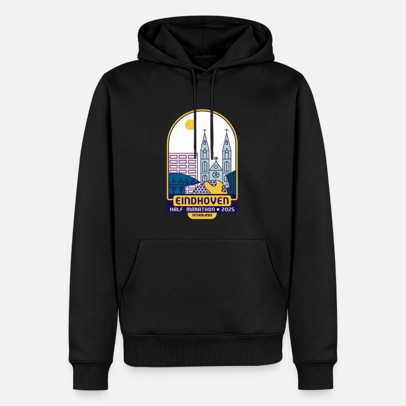 Eindhoven, Semi-marathon – 2025 - Pays-Bas - Sweat à capuche Premium bio Homme - noir