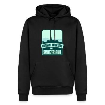 Lausanne Marathon - 2025 - Switzerland - Männer Premium Bio Hoodie - Schwarz - Vorne - Nico (187cm)