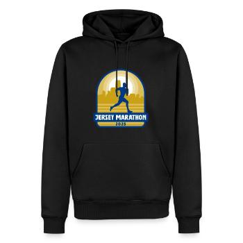 Jersey Marathon - 2025 - Männer Premium Bio Hoodie - Schwarz - Vorne - Nico (187cm)