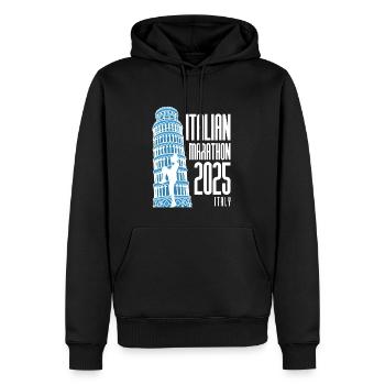 Marathon d’Italie - 2025 - Italie - Sweat à capuche Premium bio Homme - noir - Devant - Nico (187cm)