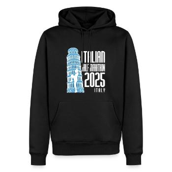 Italian Halbmarathon - 2025 - Italien - Männer Premium Bio Hoodie - Schwarz - Vorne - Nico (187cm)