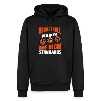 Joueurs Basket-ball de haut niveau - Sweat à capuche Premium bio Homme - noir - Devant - Nico (187cm)