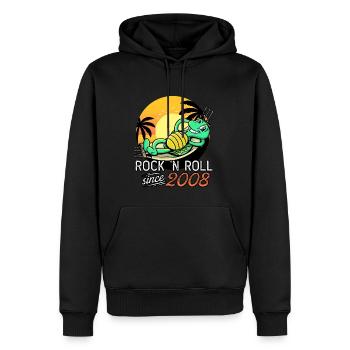 Tortue Rock N Roll Depuis 2008 Anniversaire - Sweat à capuche Premium bio Homme - noir - Devant - Nico (187cm)