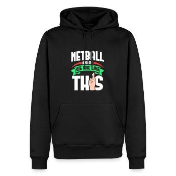 Netball moi, c’est comme - Sweat à capuche Premium bio Homme - noir - Devant - Nico (187cm)