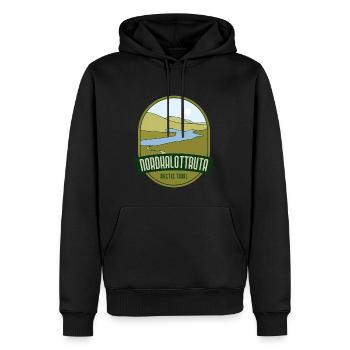 Nordkalottruta - Sentier de l’Arctique - Sweat à capuche Premium bio Homme - noir - Devant - Nico (187cm)